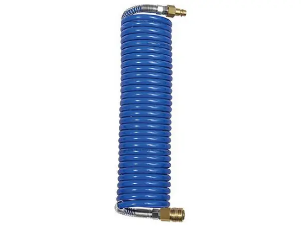 Manguera en espiral PA azul con acoplamiento y conector AN7,2 8x6mm, 7,5m RIEGLER