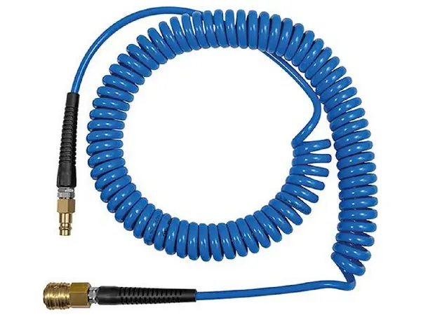 Manguera en espiral PU azul con acoplamiento y conector AN7,2 12x8mm, 10m RIEGLER