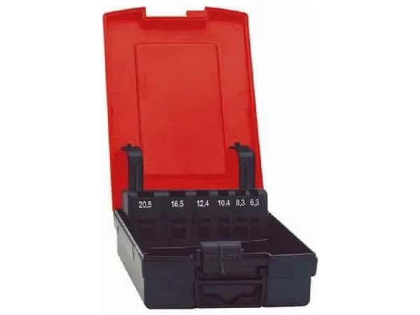 Caja de plastico, vacia para tamanos 6,3-25mm FORMAT
