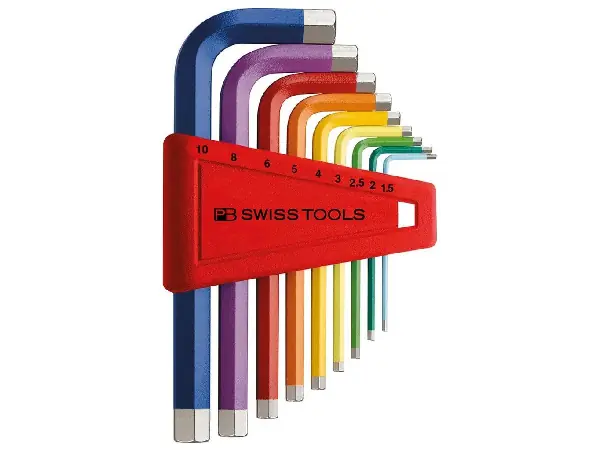 Juego llaves Allen en soporte plástico 9 piezas, 1,5-10mm Rainbow PB Swiss Tools
