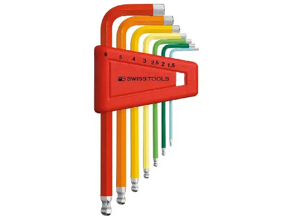 Juego llaves Allen en soporte plástico 7 piezas 1,5-8mm Rainbow Pta esfér PB Swiss Tools