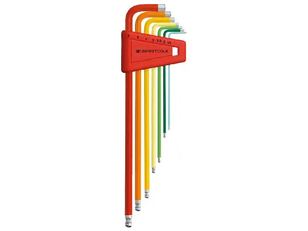 Juego llaves Allen en soporte plástico 7 piezas 1,5-6mm Rainbow Pta esfér PB Swiss Tools